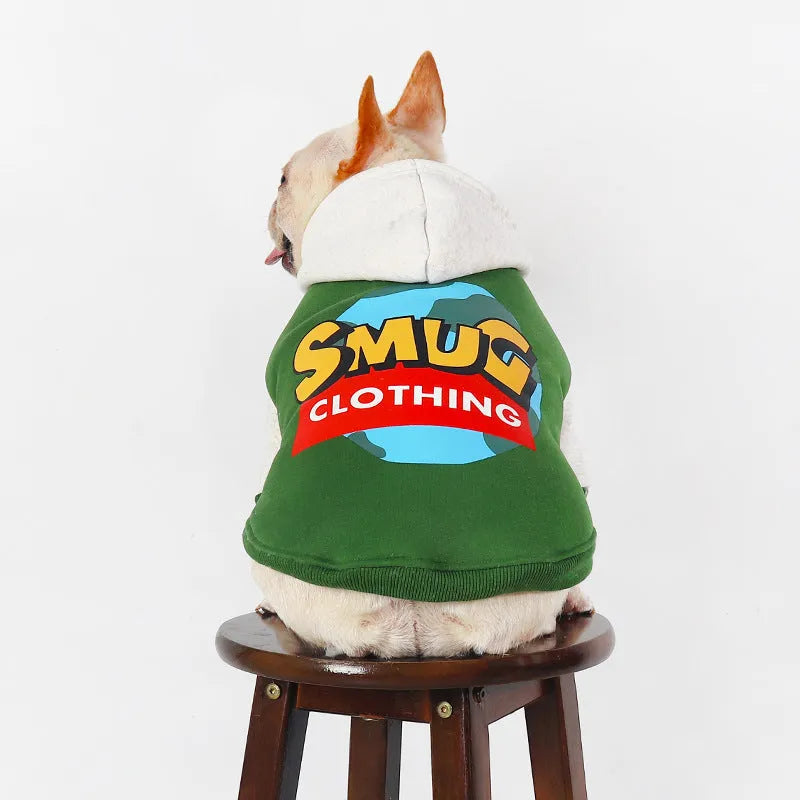 Green cotton pet clothing without elasticity for dogs and cats in L to 4XL sizes