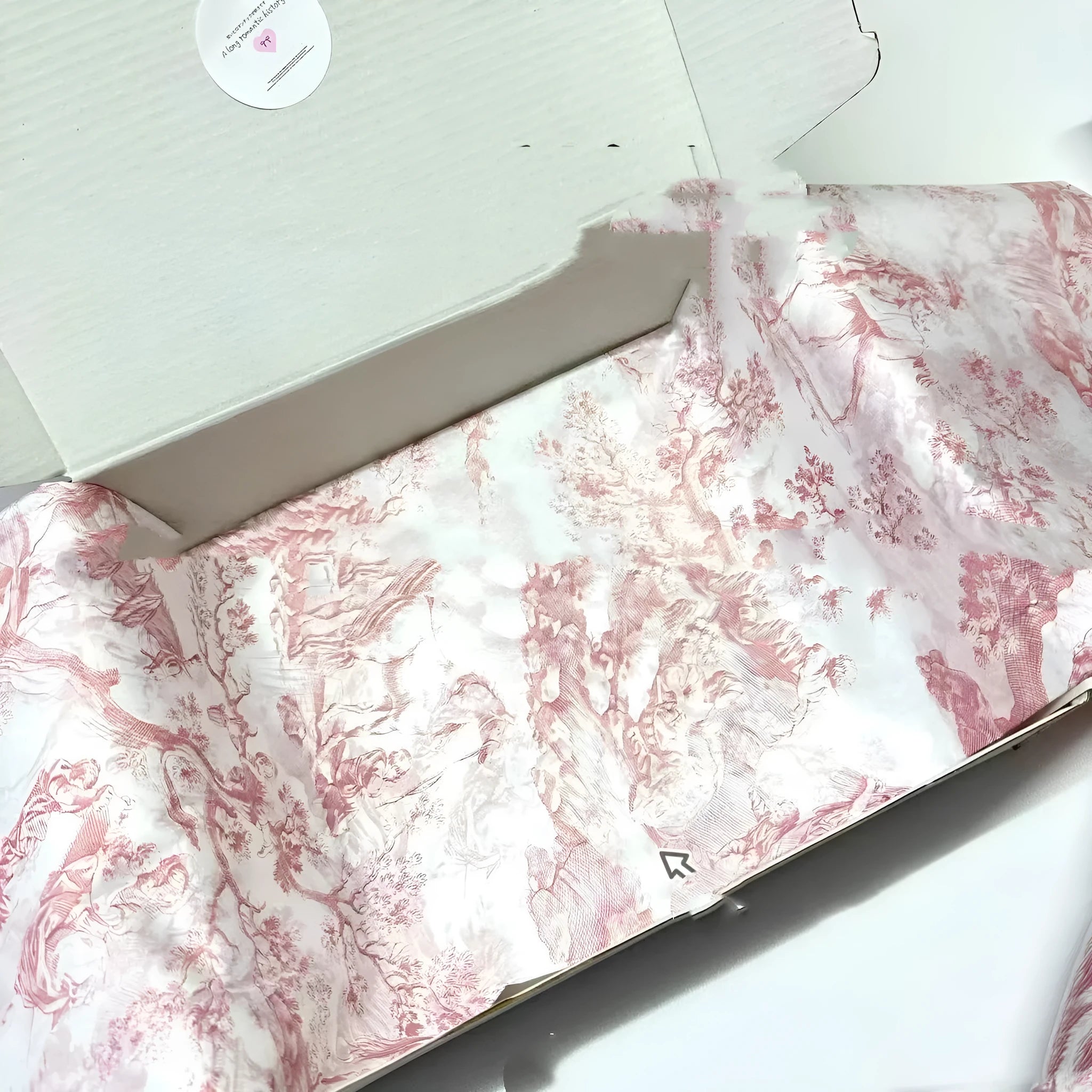 French romance floral retro tissue paper sheet in pink purple or green purple, 50x70cm size.