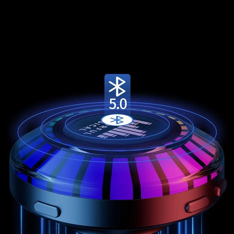 Small cube-shaped LED atmosphere lamp projecting polar light patterns with Bluetooth speaker functionality