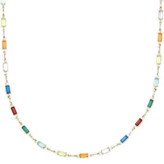 Ladies' geometric crystal necklace with random colour electroplating and adjustable 41-50cm perimeter