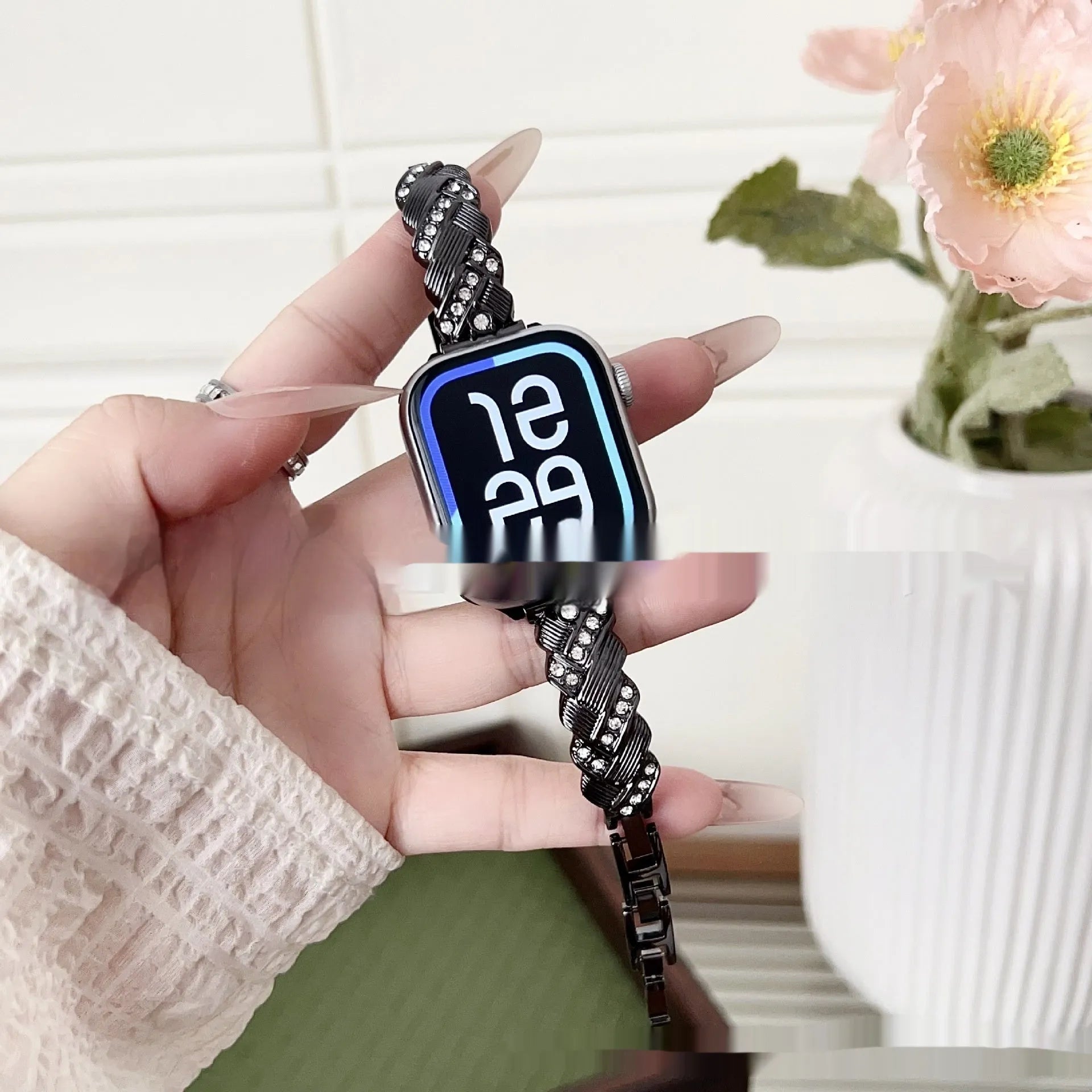 Twist diamond pattern metal Apple Watch strap in zinc alloy with multiple colour options