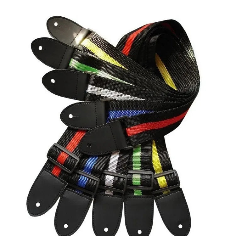 Universal woven guitar, bass, and ukulele strap shown in one of five colour options.