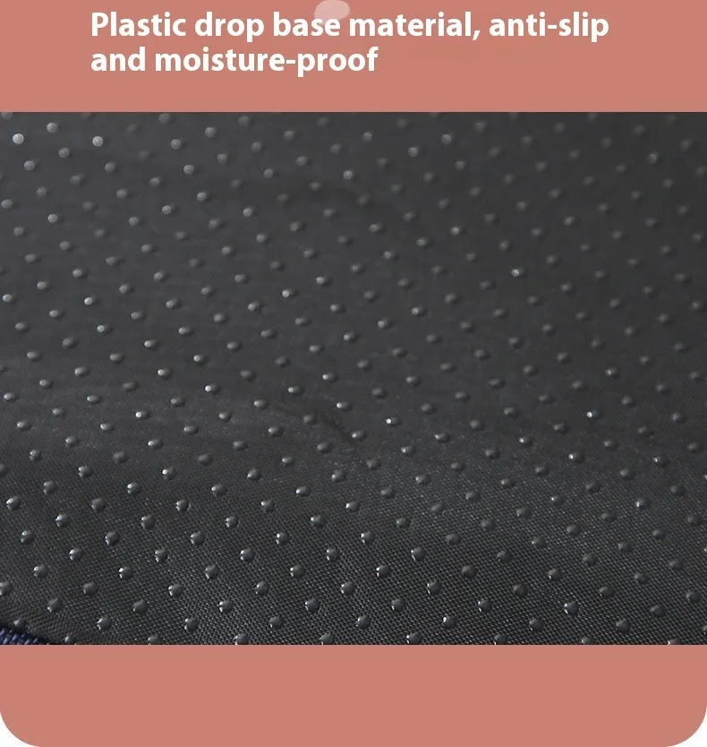 Removable cover memory sponge dog mat in brown, shown on a wooden floor.