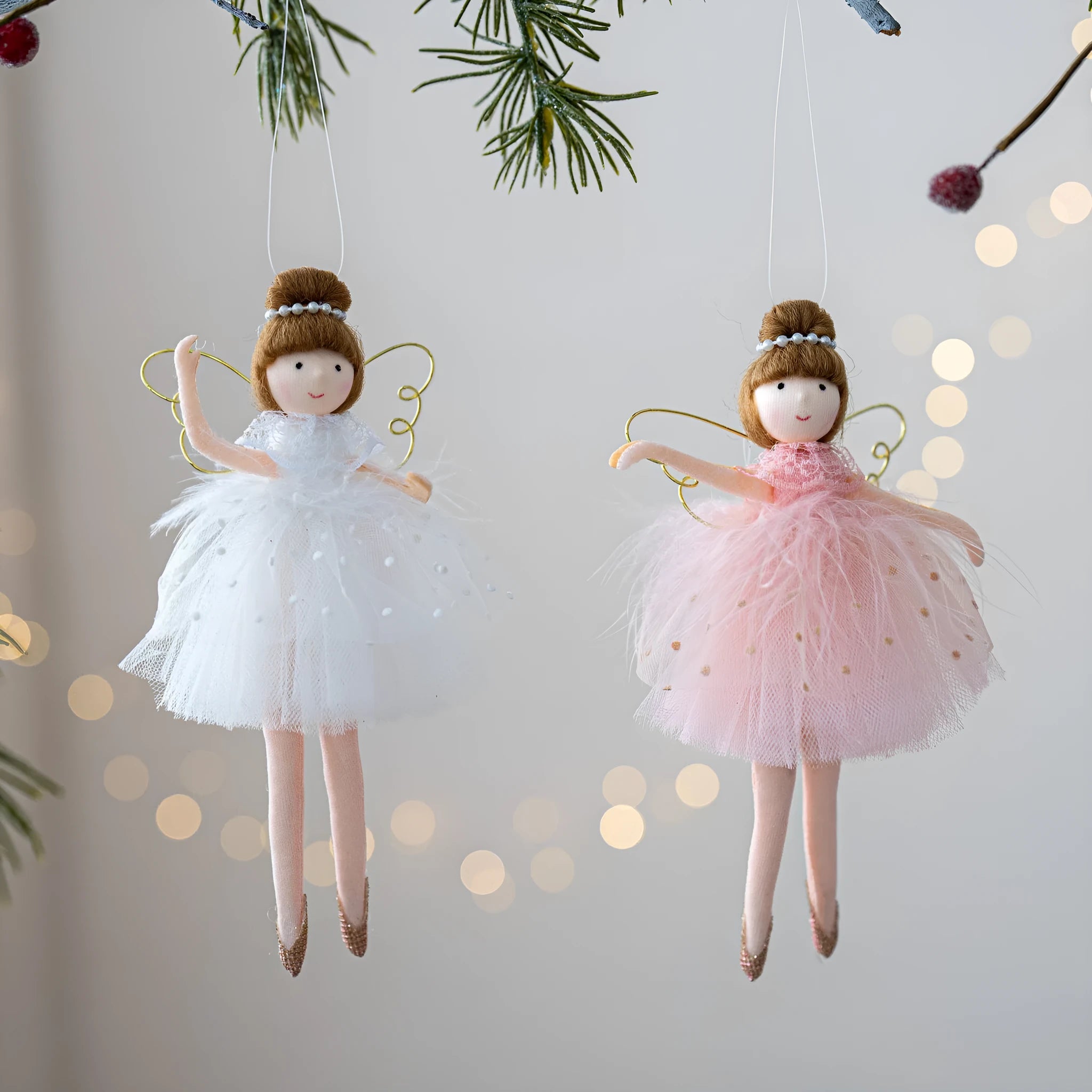 Pink and white cloth ballet girl angel plush doll pendant with modern design