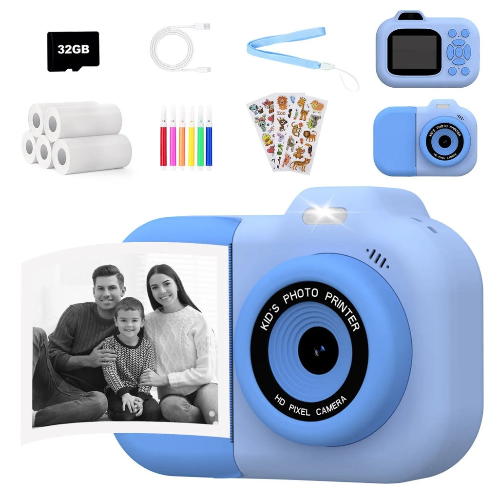 Children's plastic camera in blue, pink or purple colours with video recording and photography functions