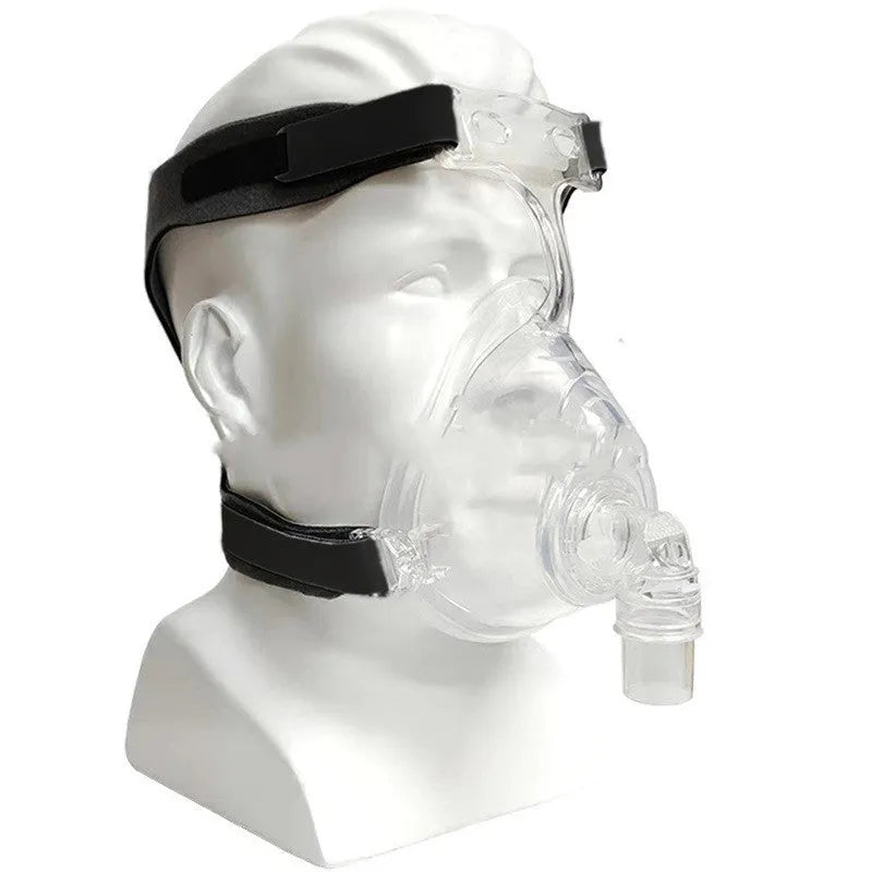 CPAP breathing mask accessory kit with transparent silicone mask and adapter elbows