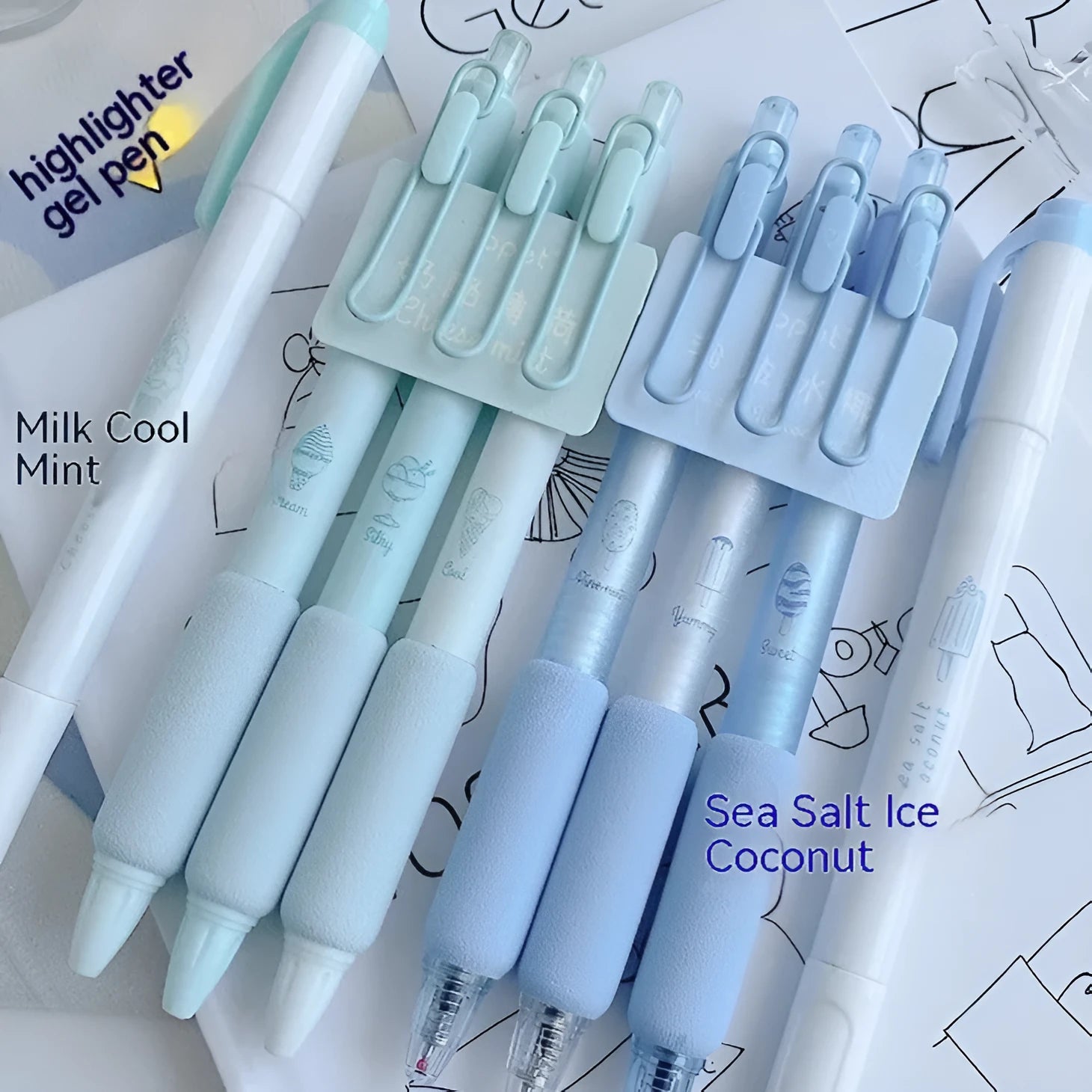 Four neutral calligraphy practice pens with 0.5mm tips and double-headed fluorescent design