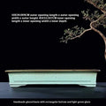Green handmade ceramic bonsai pot with purple sand crackled glaze finish