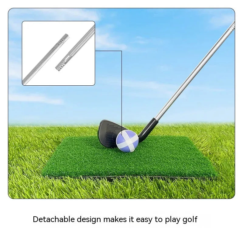 Metal golf club set showing adult and children's colour options for outdoor sports practice