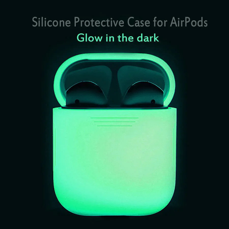 Luminous silicone flip protective case for AirPods showing flip-open design