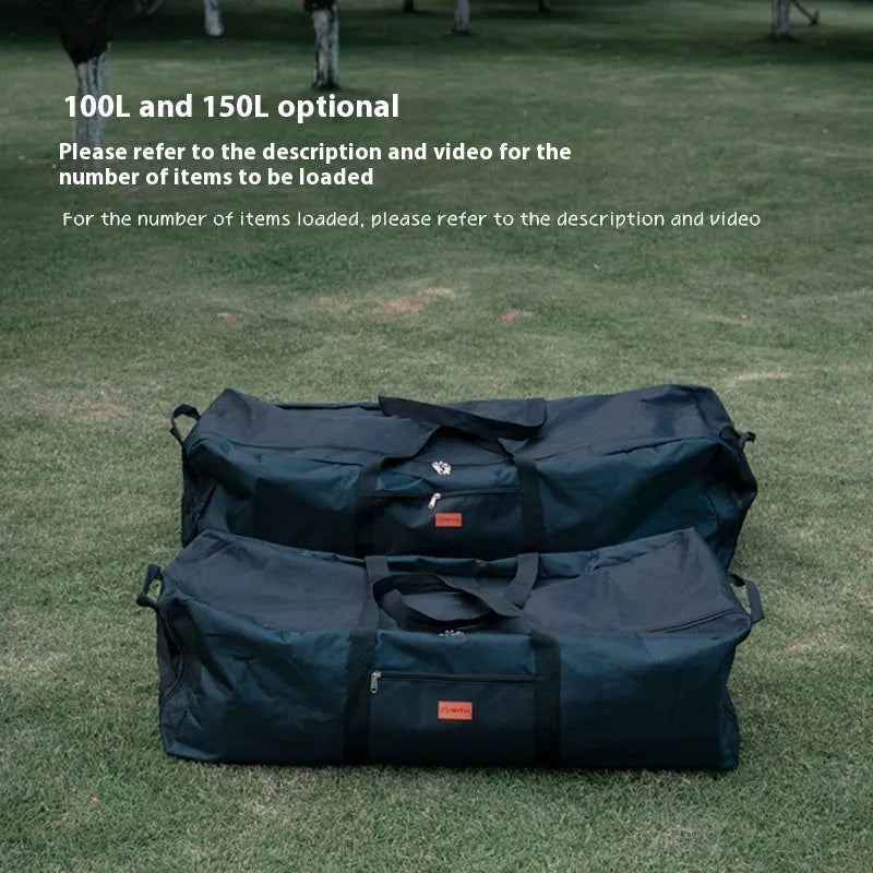 Blue waterproof storage bag for folding camping tables and chairs with 100L or 150L capacity options