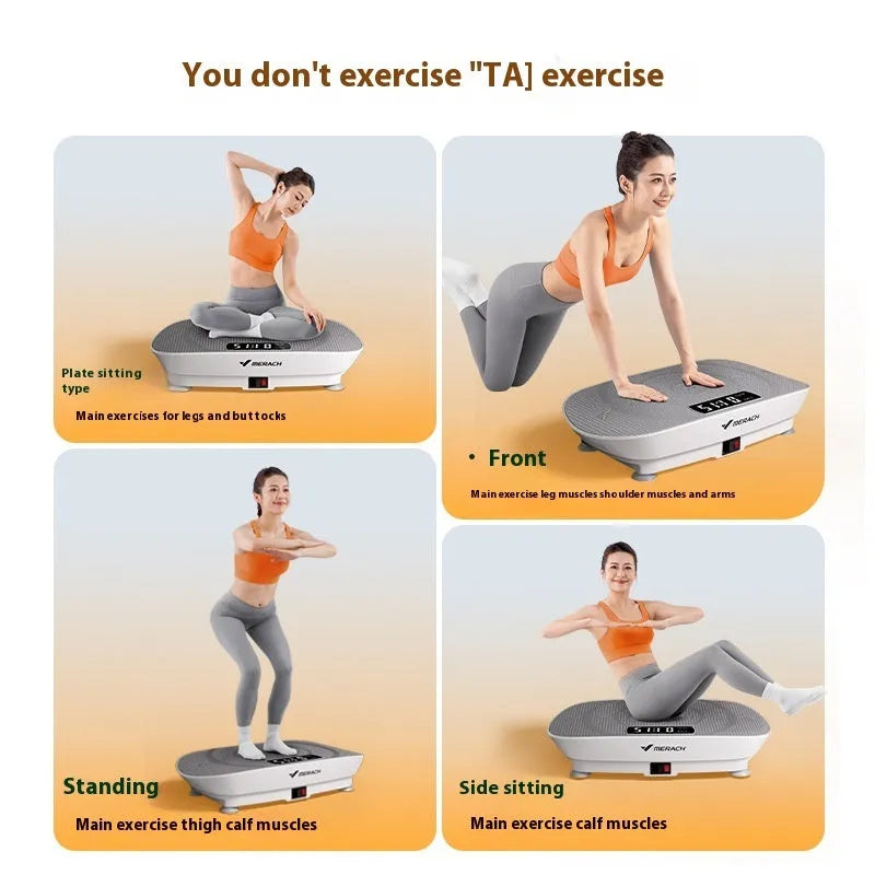 Grey portable vibration power plate fitness platform with Bluetooth connectivity for home workouts