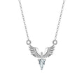 Women's silver eagle pendant necklace with adjustable O-ring chain in white gold or yellow gold colour