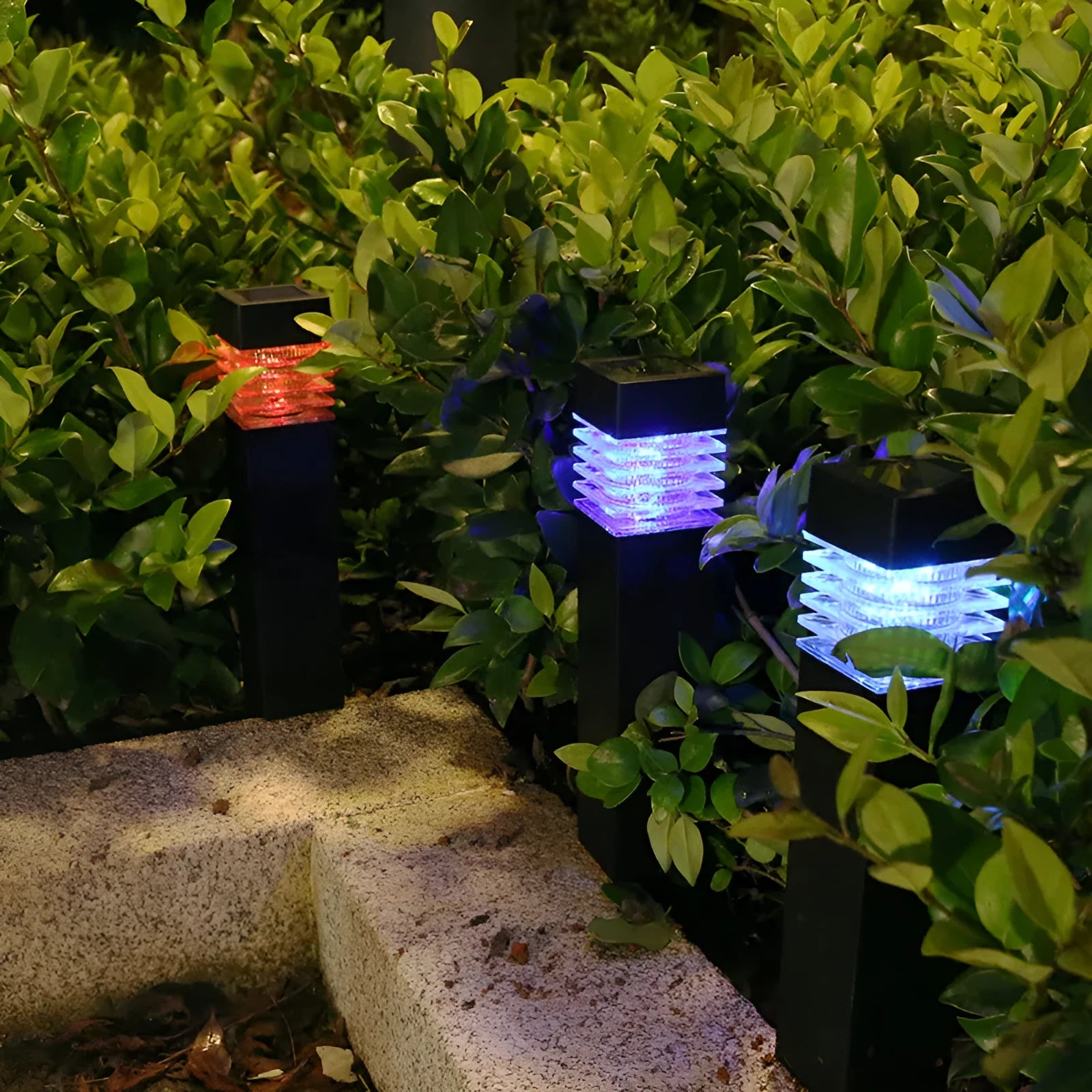 Solar lawn ground lamp with cuboid design for garden pathway lighting