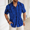 Men's short sleeve shirt with 3D printed stripe pattern in anti-wrinkle polyester fabric