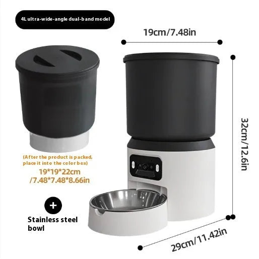 4L smart pet feeder with WiFi remote control and rotatable camera for cats and dogs
