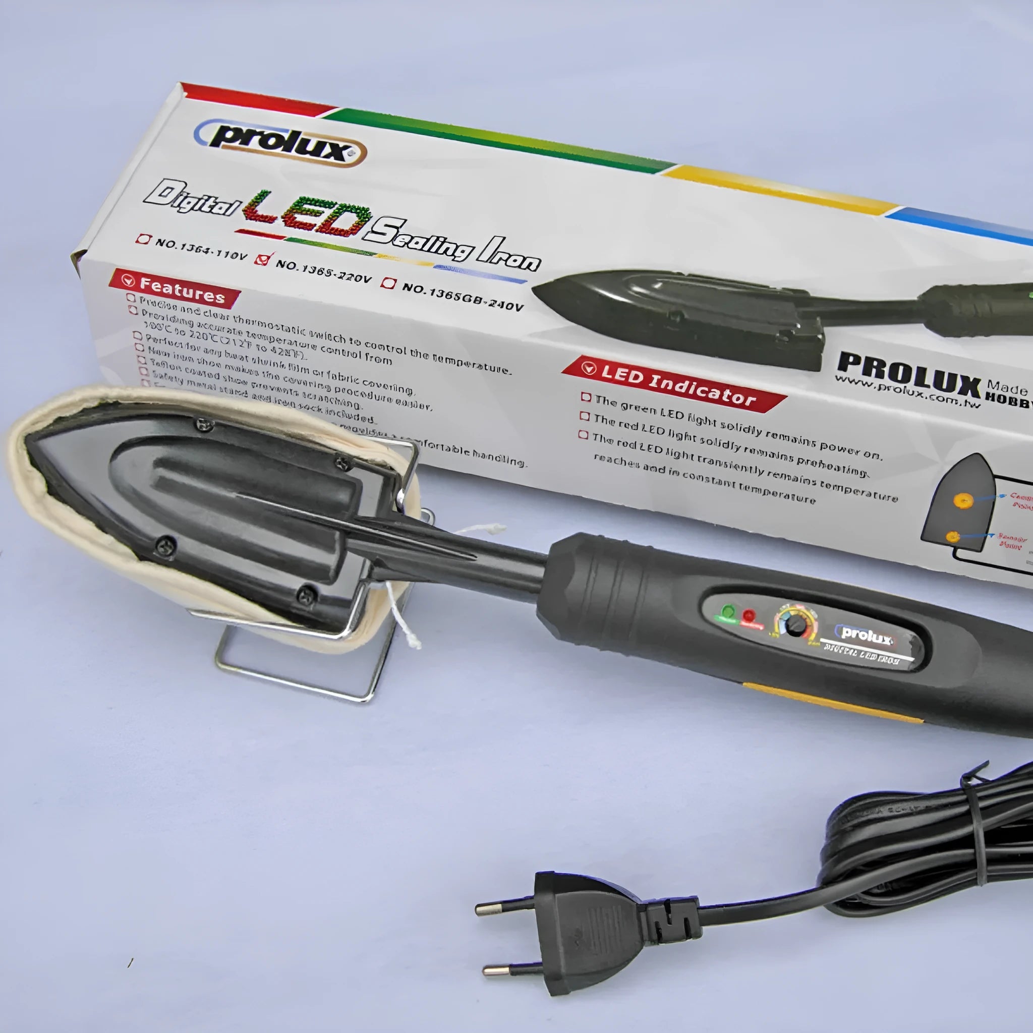 Electronic temperature control hair styling iron with cotton cover and heat-resistant bracket