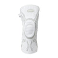 Grey white sports knee pad for left or right foot in adult sizing for basketball football running protection