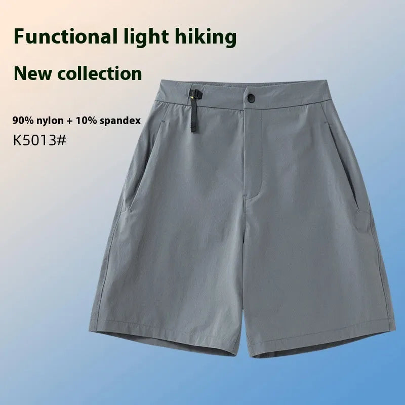 Men's quick-drying sports shorts in Army Green colour, showing 3D cut and elastic design.