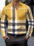 Men's striped printed long sleeve shirt with button lapel collar in a colour selection.
