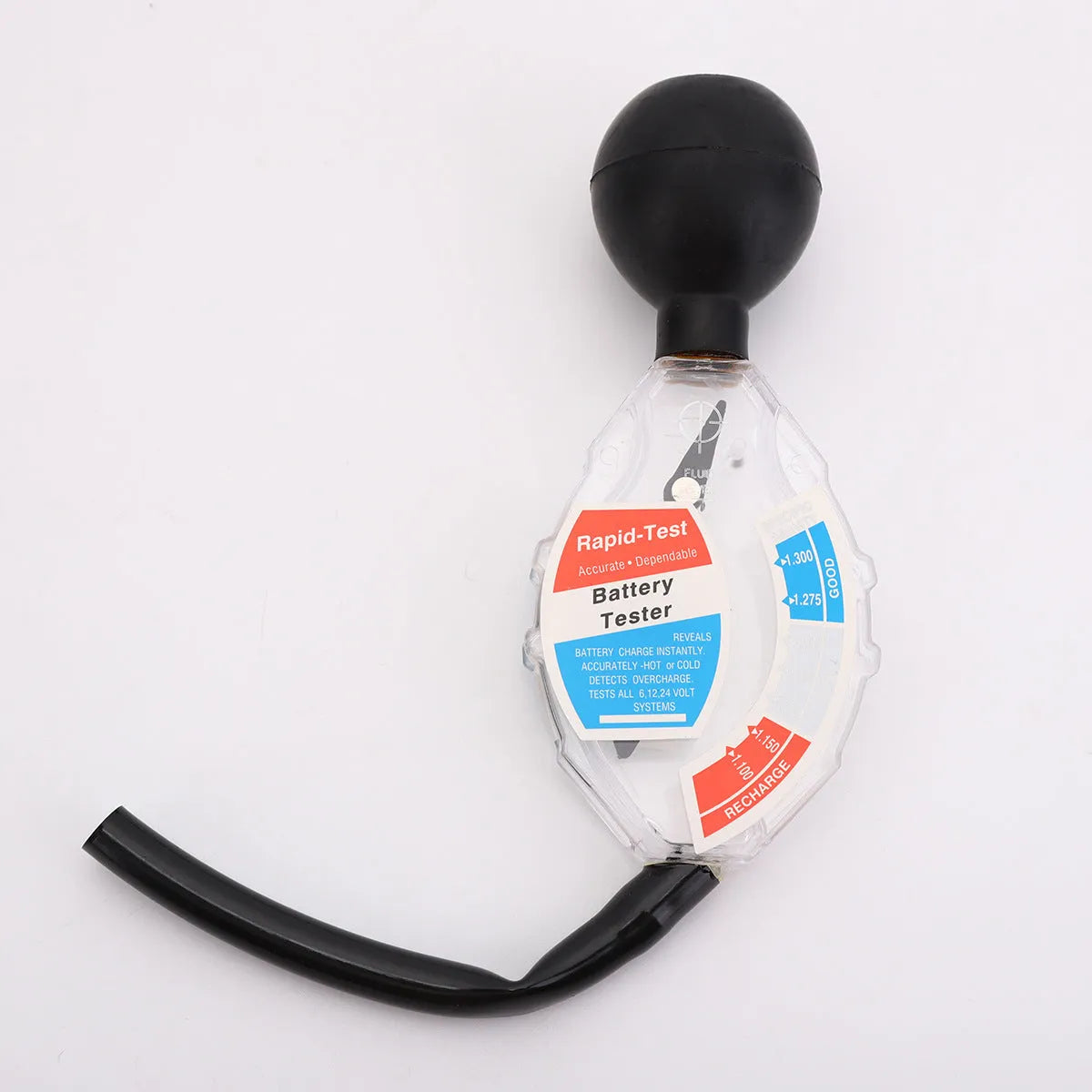 Electrolyte hydrometer for lead acid battery testing with suction bulb and measurement scale