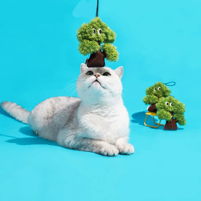 Mint-scented cat toy bag pendant with grinding textures and tease stick in three sizes