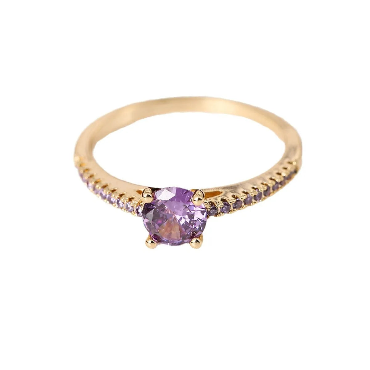 Geometric hexagon copper ring with colourful zircon stone in gun black finish.
