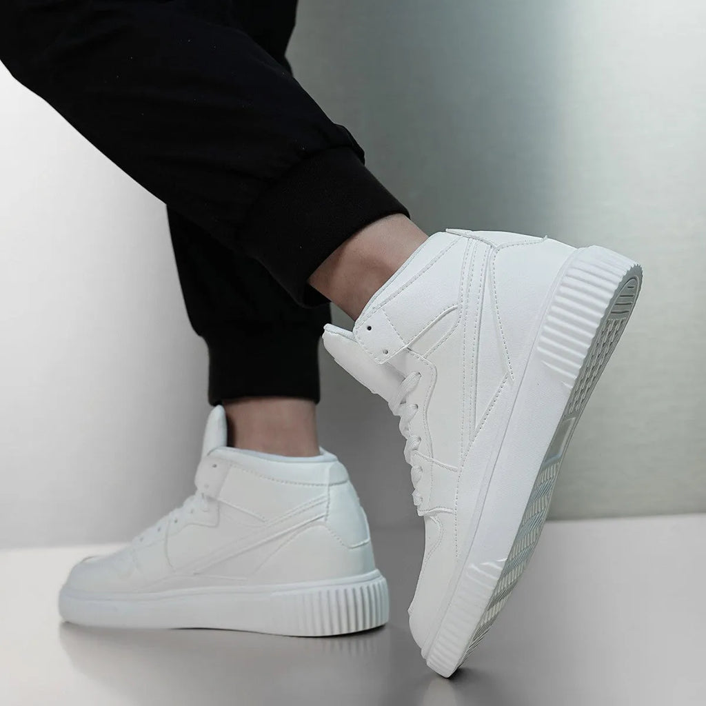Men's white round toe casual microfiber shoes for autumn and winter leisure wear