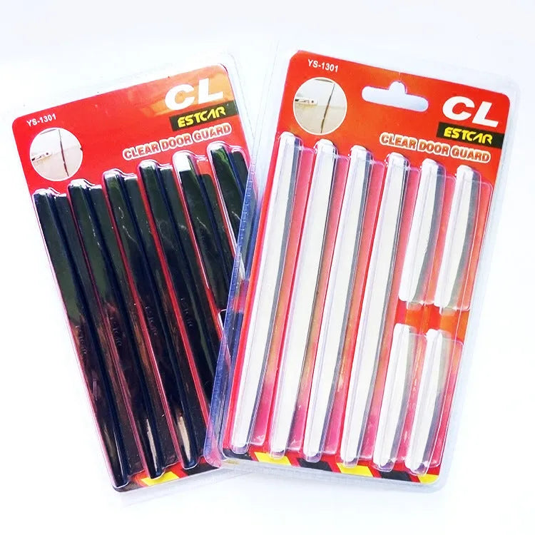 White plastic adhesive car door edge protection bumper strip roll.