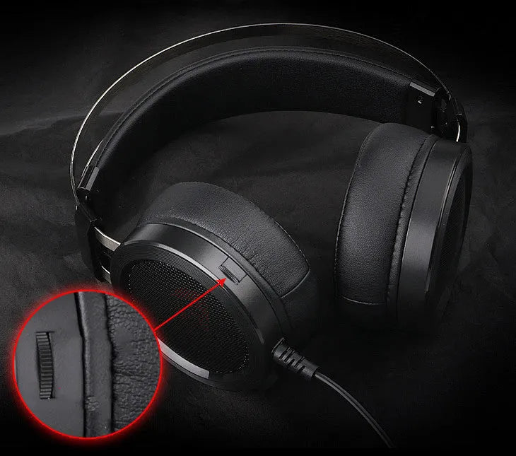 Black wired gaming headset with 3.5mm jack and 2 metre cable for computer gaming