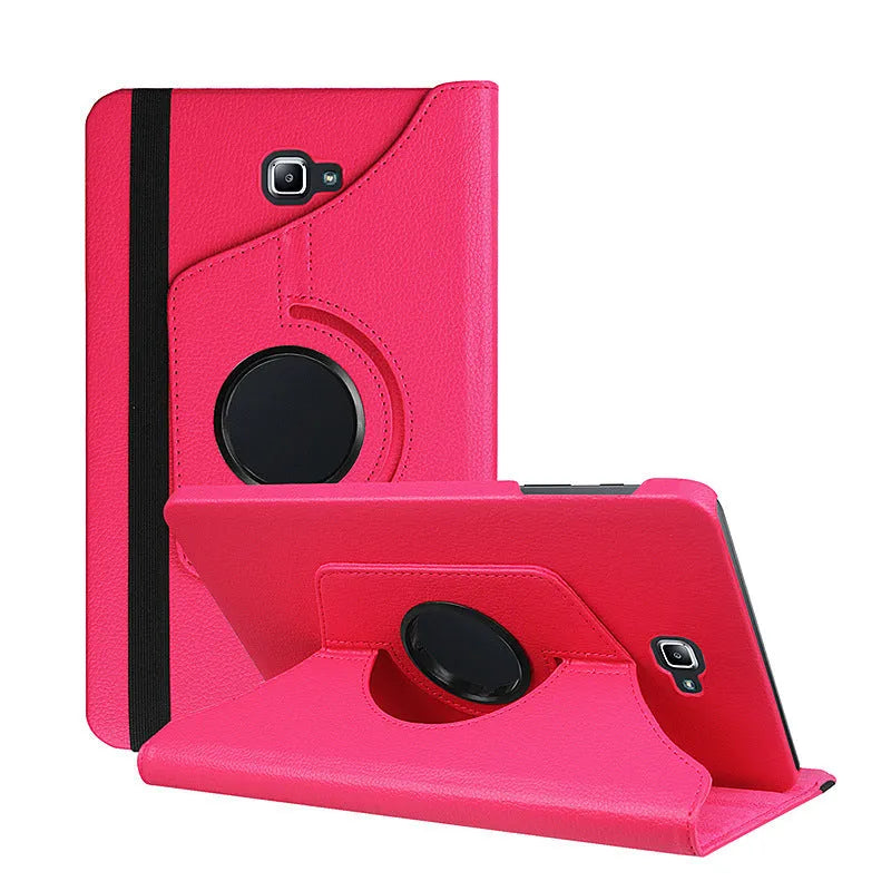 Lenovo tablet rotating leather case in clamshell design showing litchi grain texture in black colour