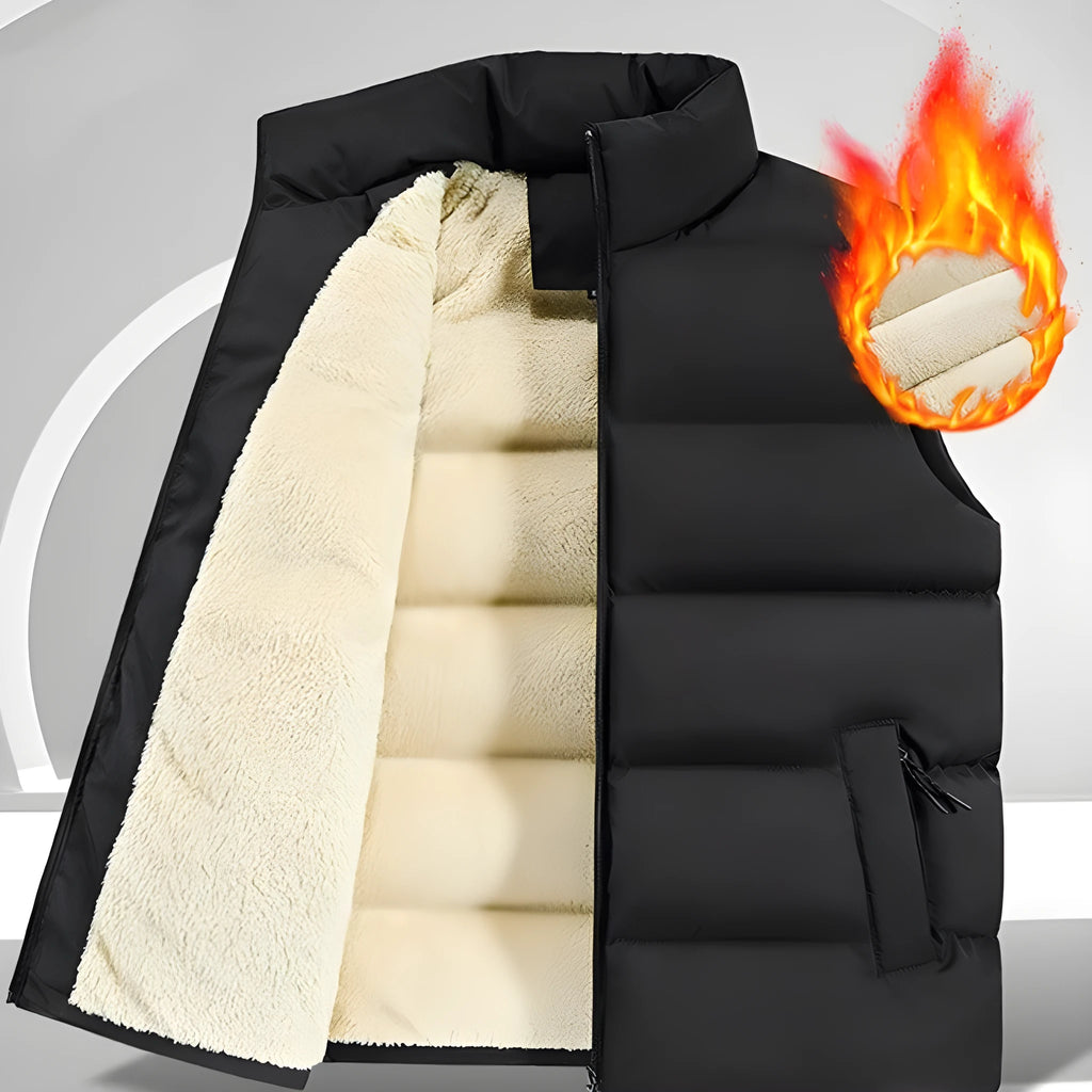 Striped men's lambswool vest in black, dark blue, or red for autumn and winter wear.
