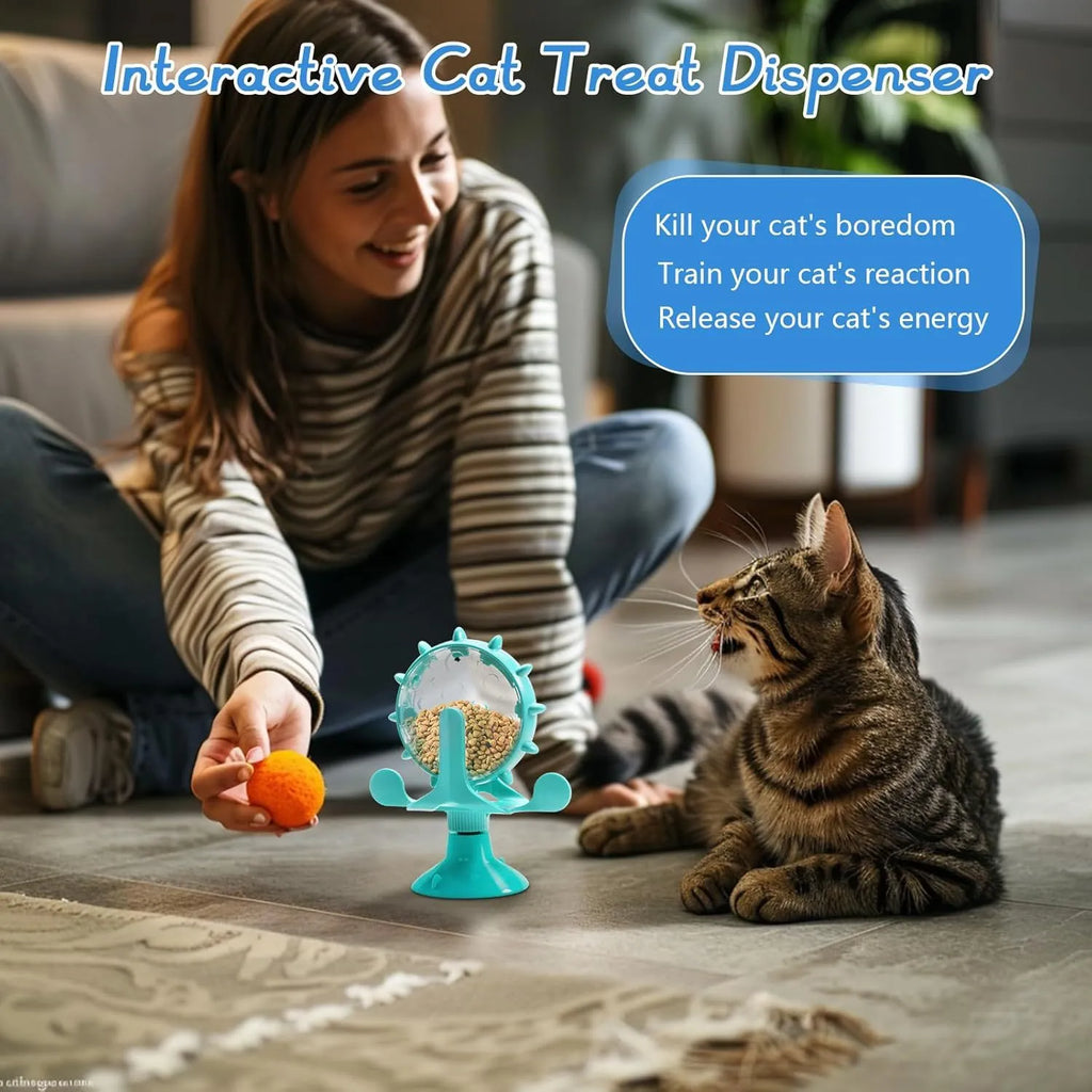 Blue interactive pet puzzle toy slow feeder with sucker base on a floor