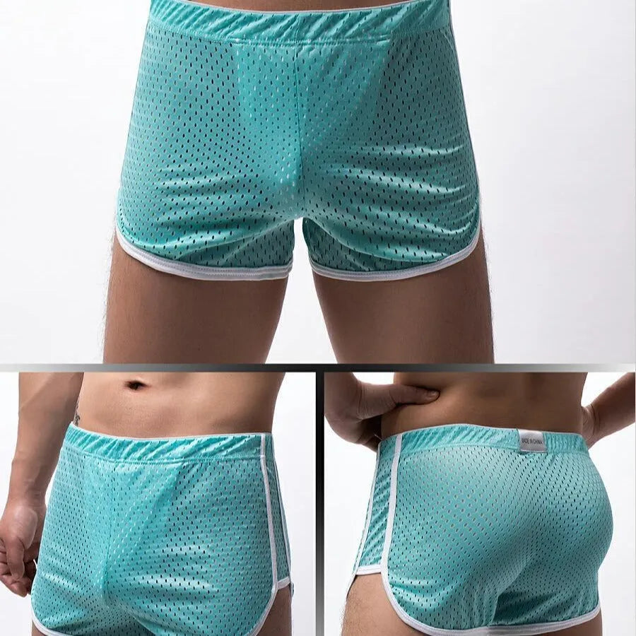 Men's breathable cotton blend boxer shorts in black, shown flat.