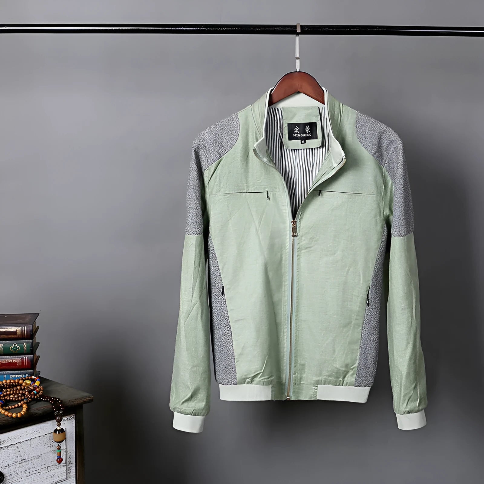 Men's thin blue cotton linen jacket casual regular fit