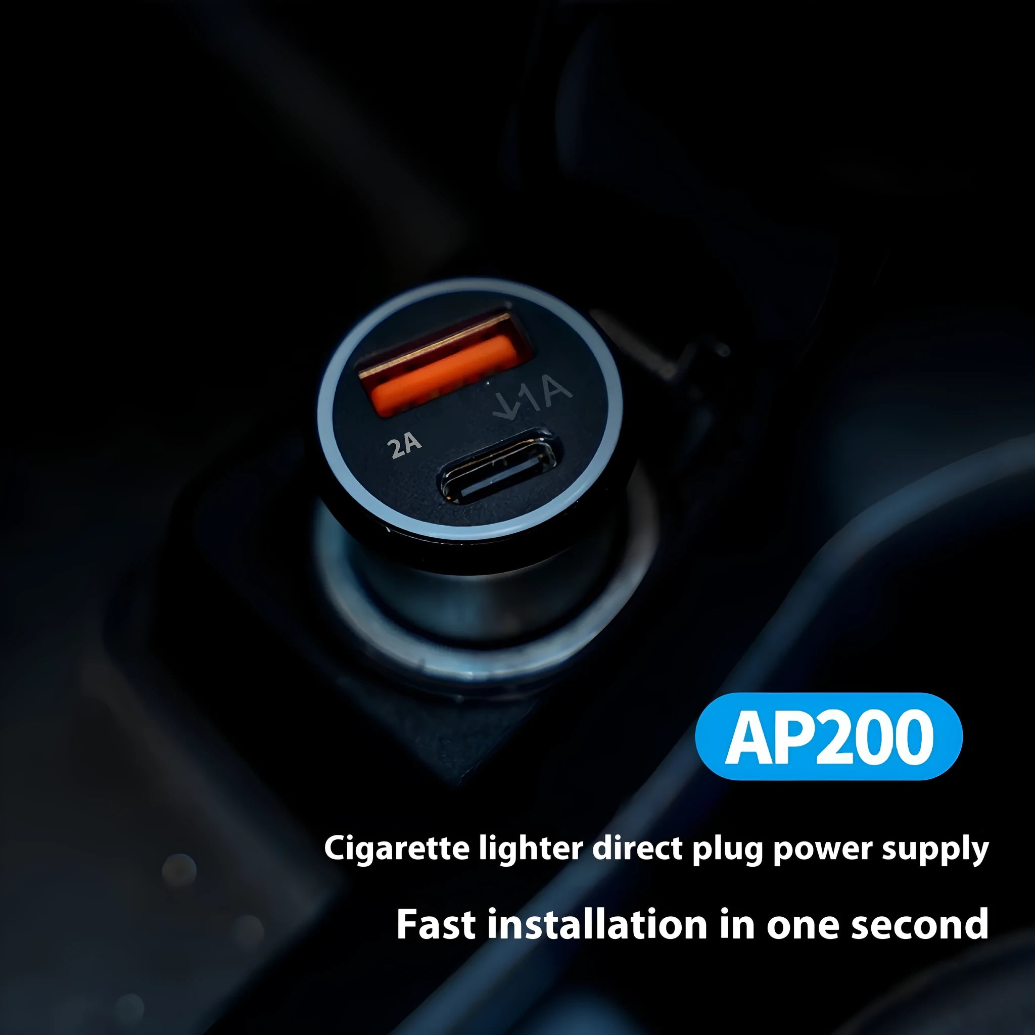 Black ABS plastic car charger GPS locator device for vehicle tracking.