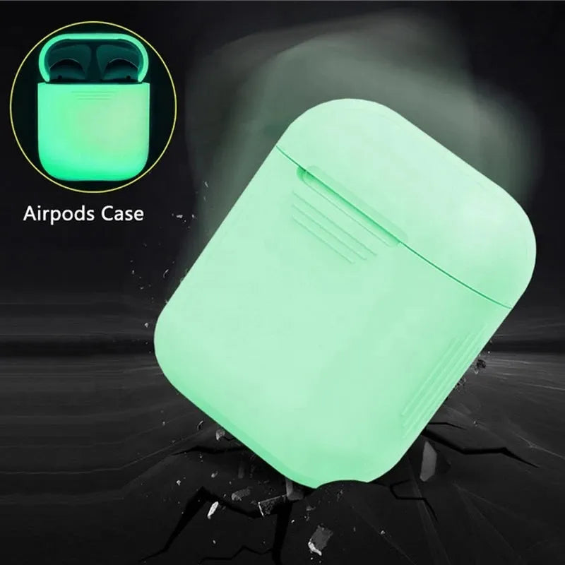 Luminous silicone flip protective case for AirPods showing flip-open design