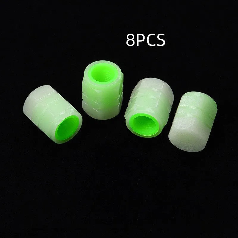 Rubber luminous car valve caps with 16mm diameter for general vehicle tyres