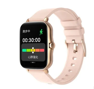 Smart sports watch with 1.7-inch colour touchscreen showing heart rate display on wrist