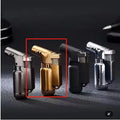 HB805-1 metal windproof lighter in black, gold, grey, or silver colour measuring 72x22x22mm