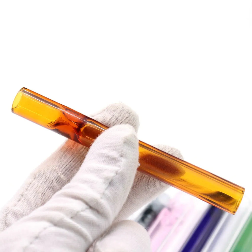 Clear glass telescopic smoking pipe with straight suction nozzle