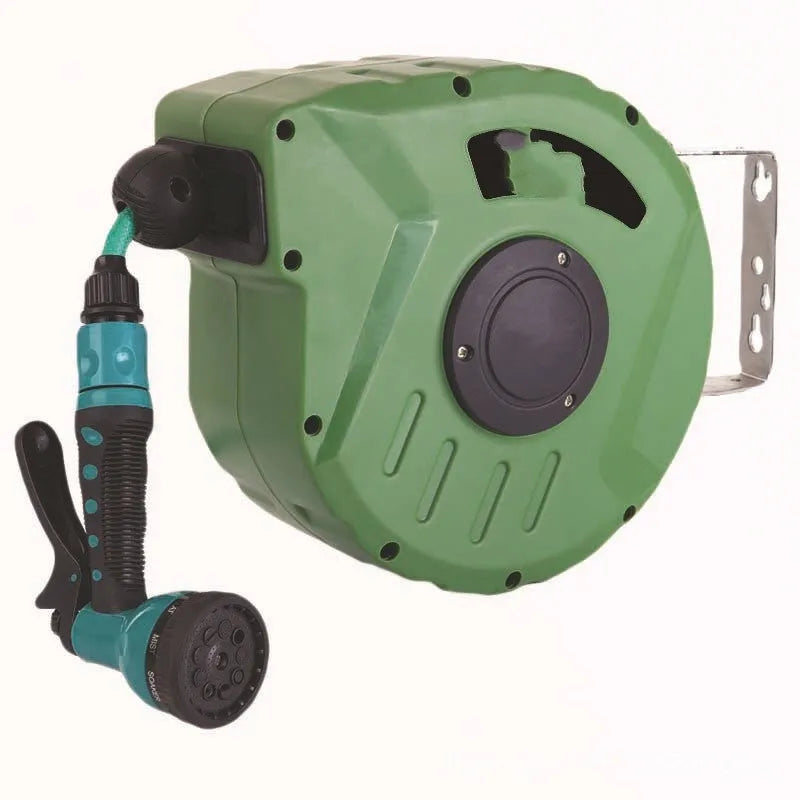 Automatic retractable hose reel water drum with 10 metre PVC hose for car wash and garden watering