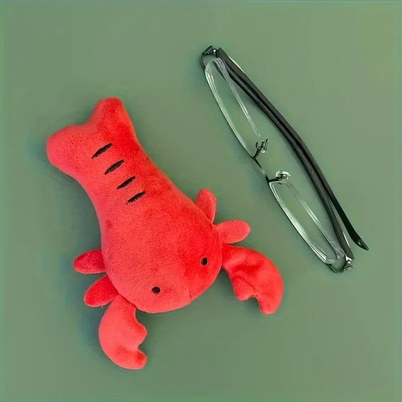 Red lobster crab shaped plush dog toy with squeaker for small medium breeds