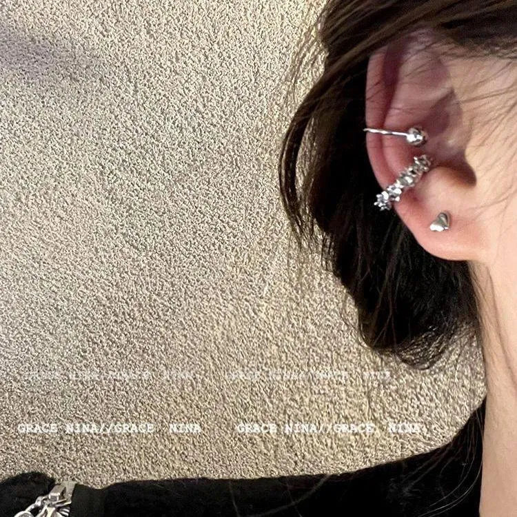 Geometric alloy clip-on earrings with irregular frosty B4710 colour patterning