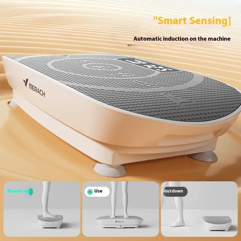 Grey portable vibration power plate fitness platform with Bluetooth connectivity for home workouts