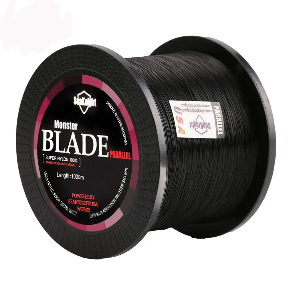 A spool of Seaknight monofilament nylon fishing line in one of five colours, showing the line size label.