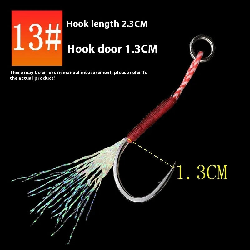 Bright wire iron plate single fishing hooks in sizes No. 9, 10, 11, 12, 13, and 14 for sea fishing.