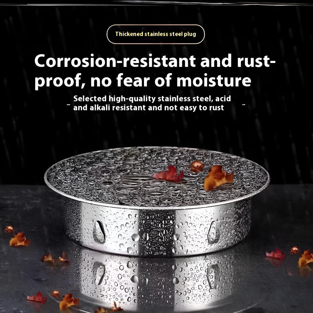Stainless steel inlay floor drain cover with a deodorant seal and modern simple design.
