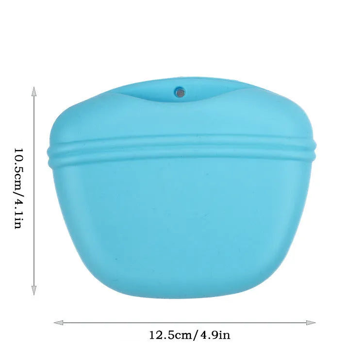 Silicone dog treat training waist bag with clip and magnetic closure in assorted colours