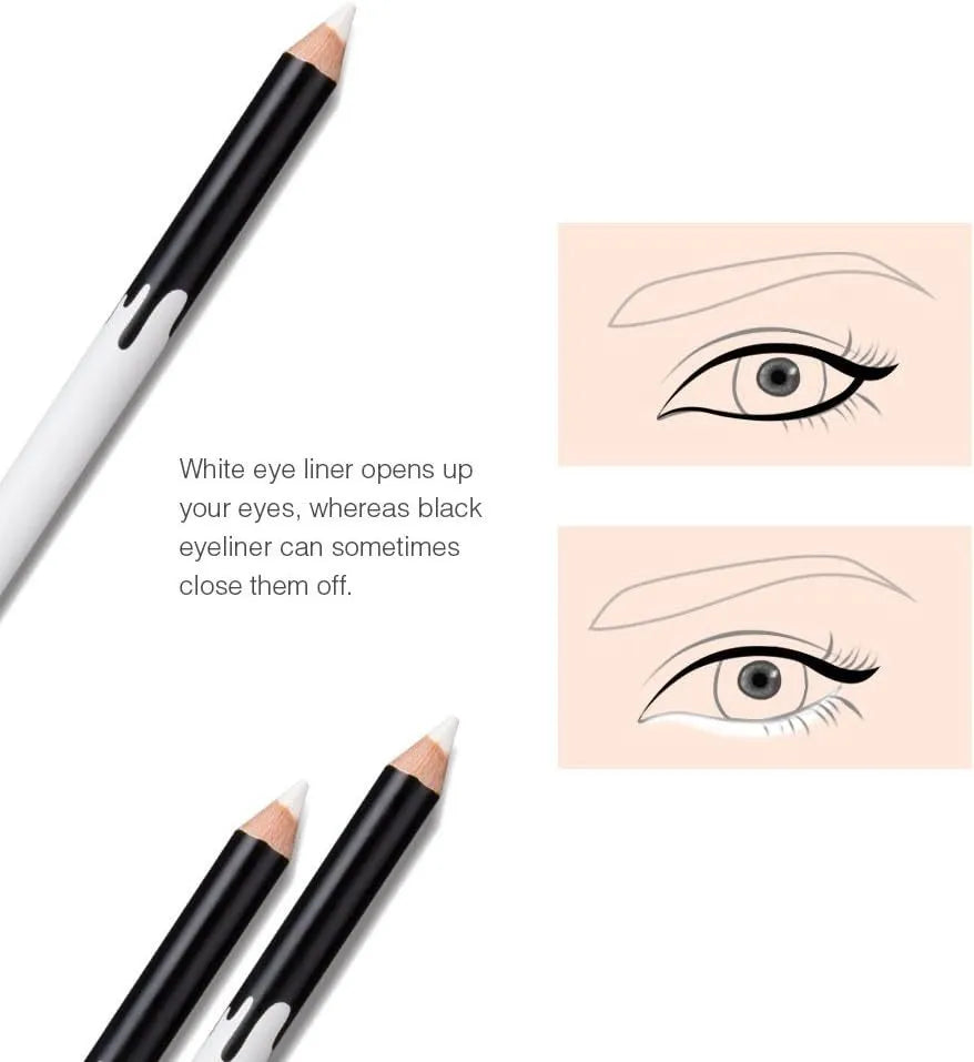 12 piece white and black waterproof eyeliner pencil set with sharpener for multi-use makeup